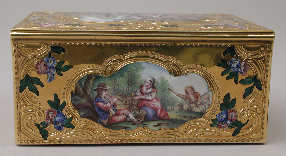 Snuffbox, Barnabé Sageret (French, active Paris, master 1731, died 1758), Gold, enamel, French, Paris