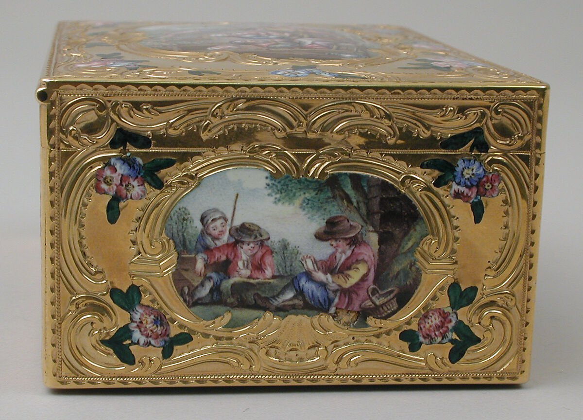 Snuffbox, Barnabé Sageret (French, active Paris, master 1731, died 1758), Gold, enamel, French, Paris