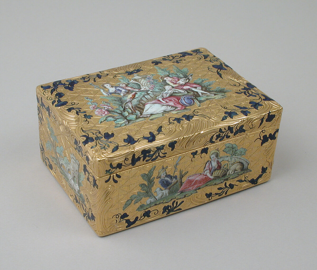 Snuffbox, Probably by Claude Lisonnet (French, master 1736, died 1761), Gold, enamel, French, Paris 