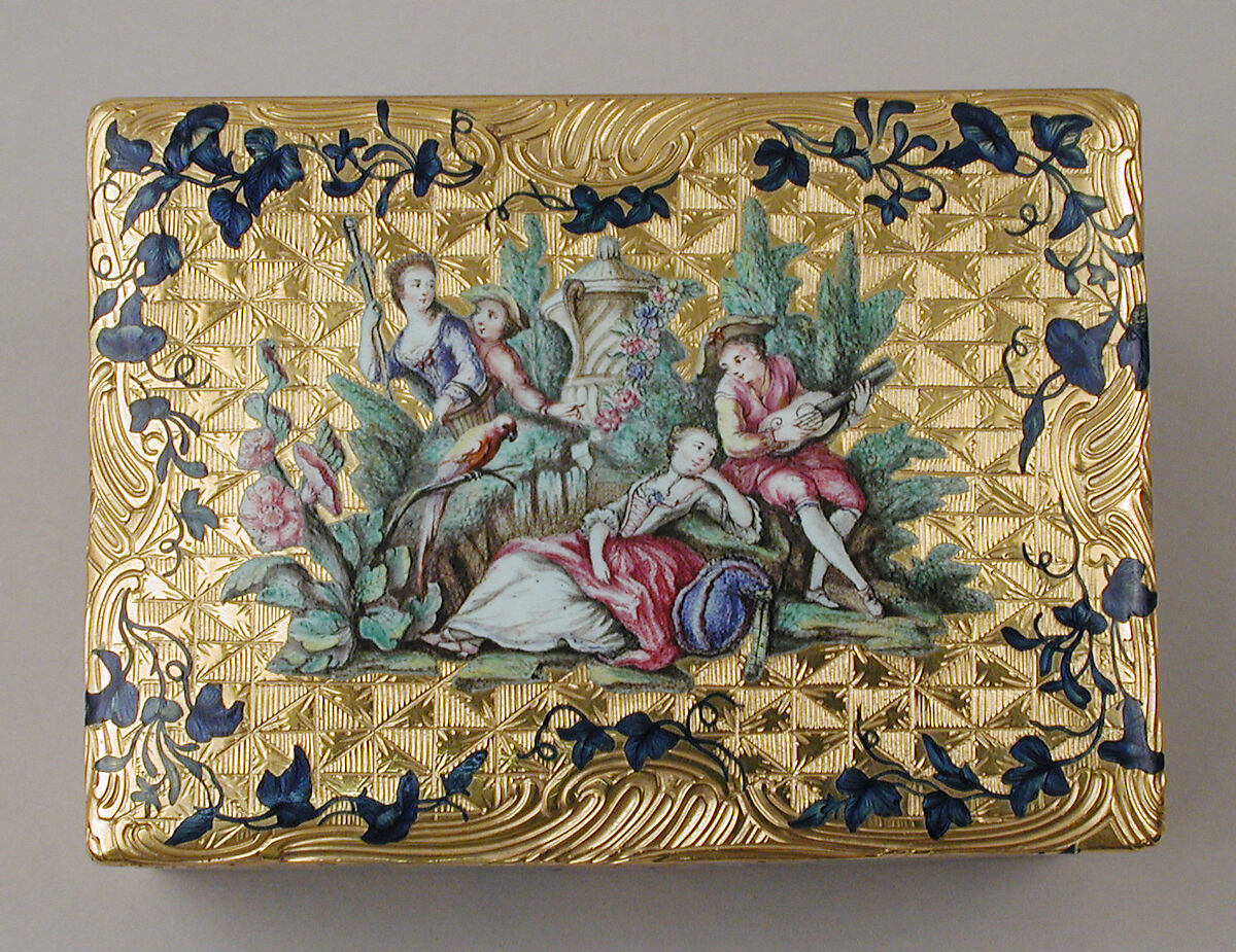 Snuffbox, Probably by Claude Lisonnet (French, master 1736, died 1761), Gold, enamel, French, Paris