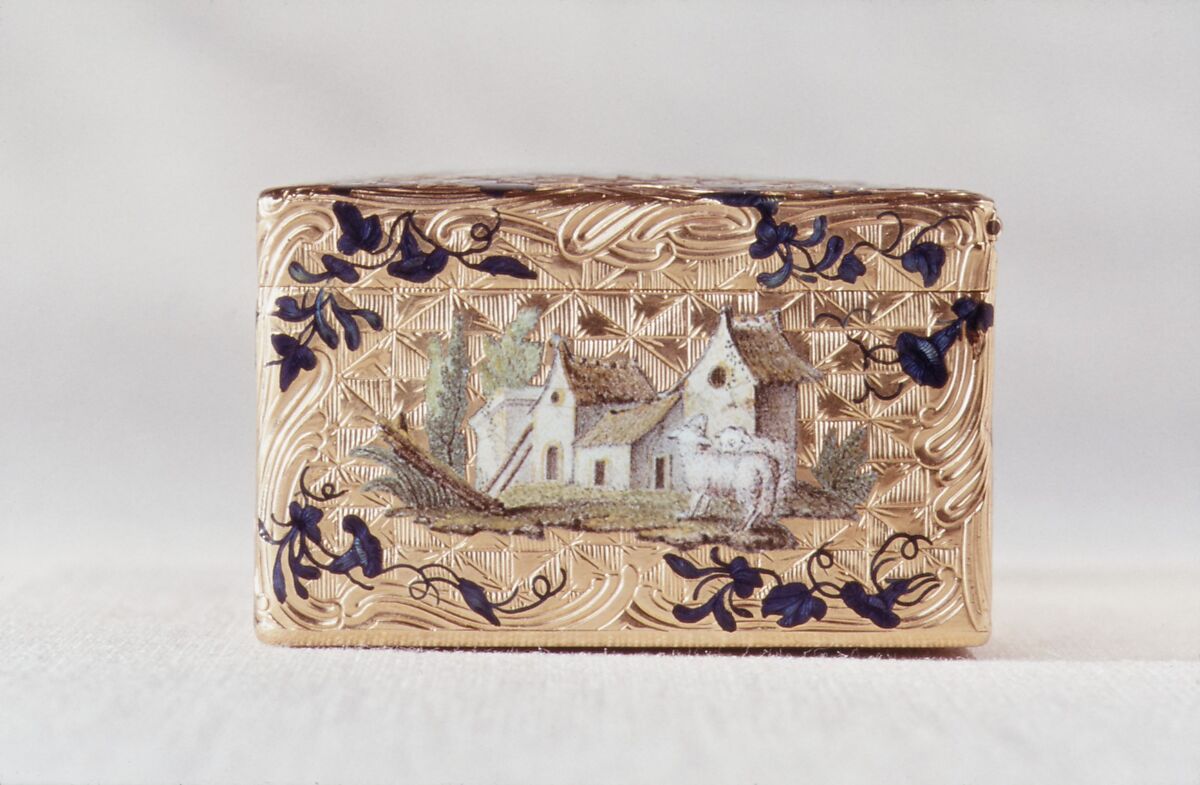 Snuffbox, Probably by Claude Lisonnet (French, master 1736, died 1761), Gold, enamel, French, Paris