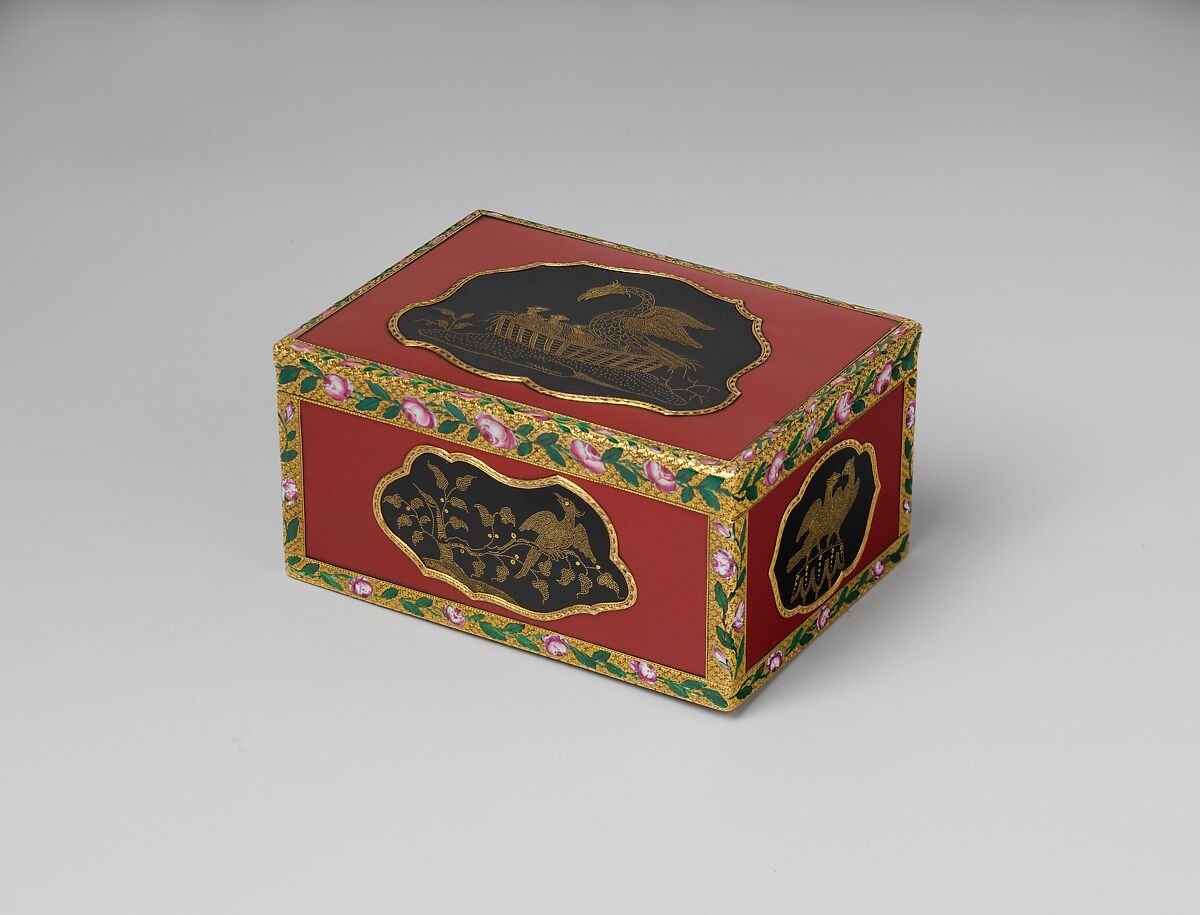 Snuffbox, Jean Ducrollay (French, born 1709, master 1734, recorded 1760), Gold, enamel, tortoiseshell inlaid (piqué) with gold, French, Paris 