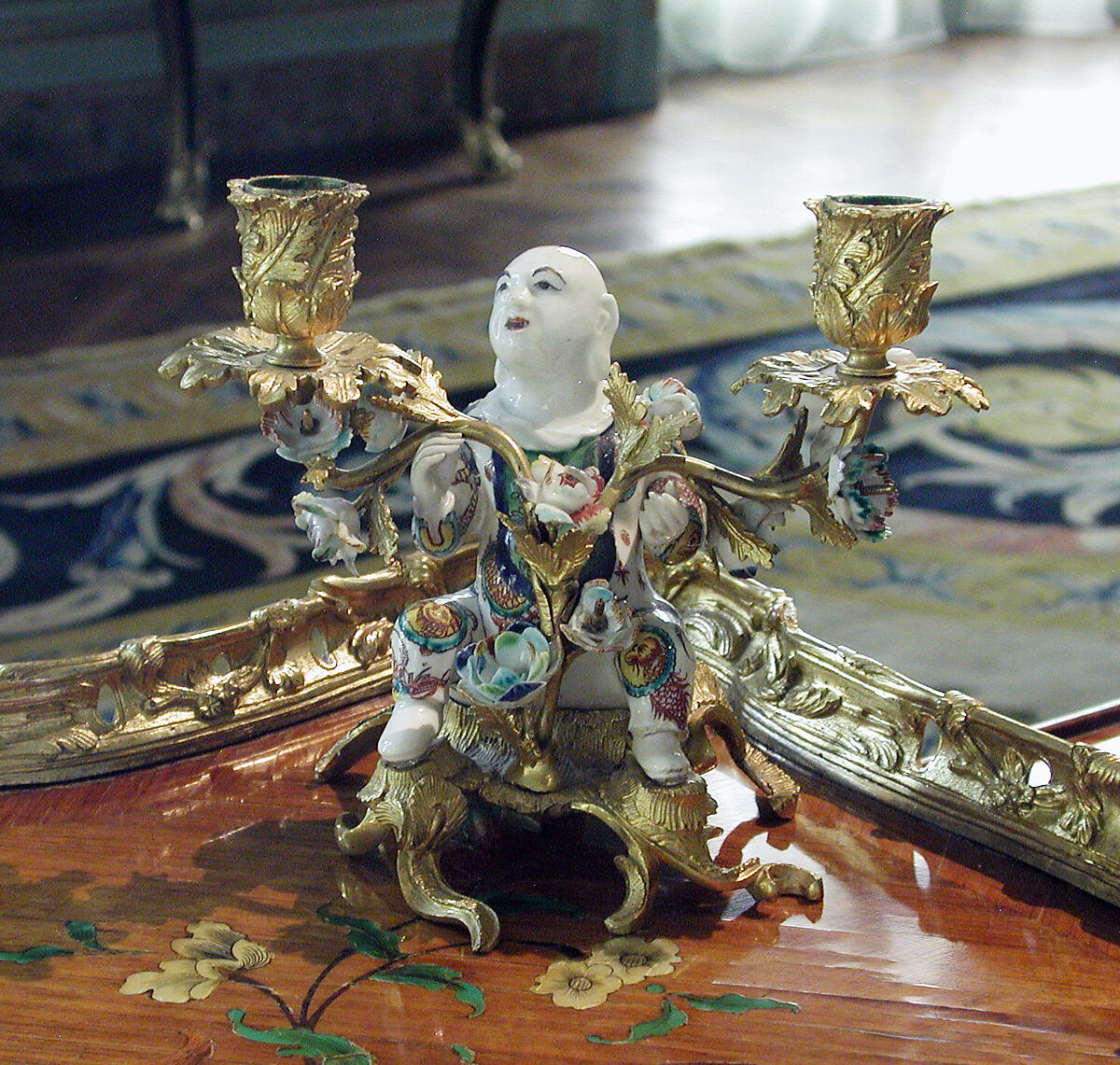 Candelabrum (one of a pair), Villeroy (French, 1734/37–1748), Soft-paste porcelain, gilt-bronze mounts, French, Villeroy 