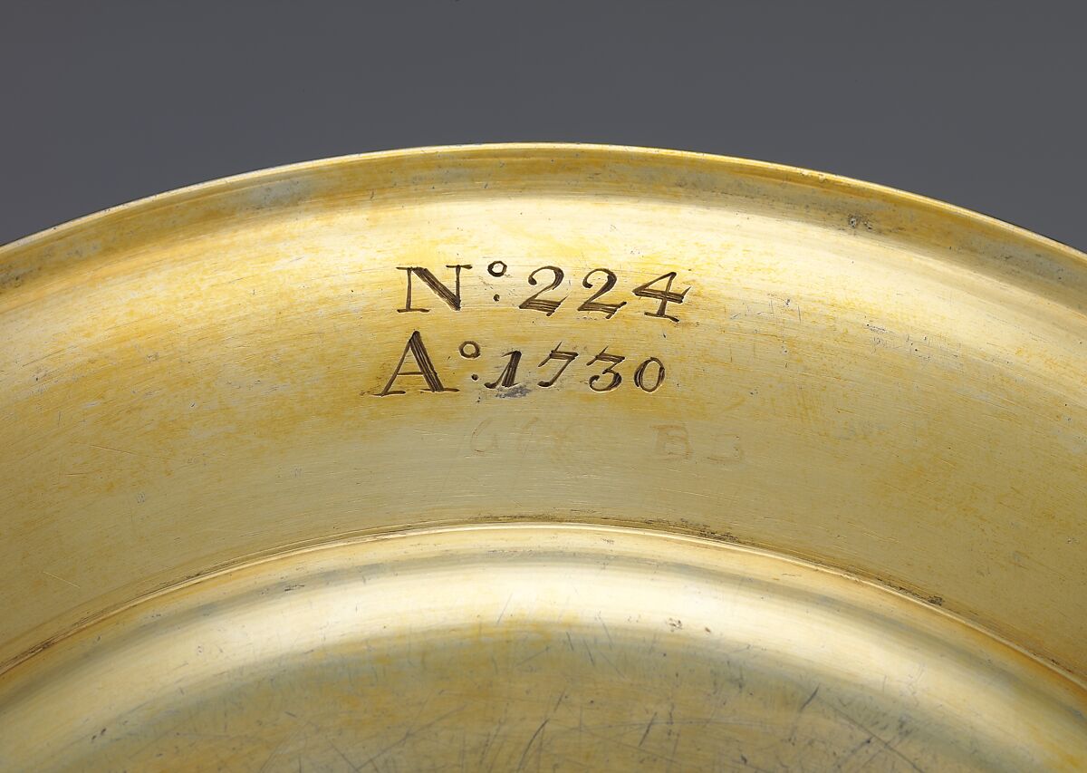 Plate (one of two), Gottlieb Menzel (1676–1757, master 1709), Silver gilt, German, Augsburg