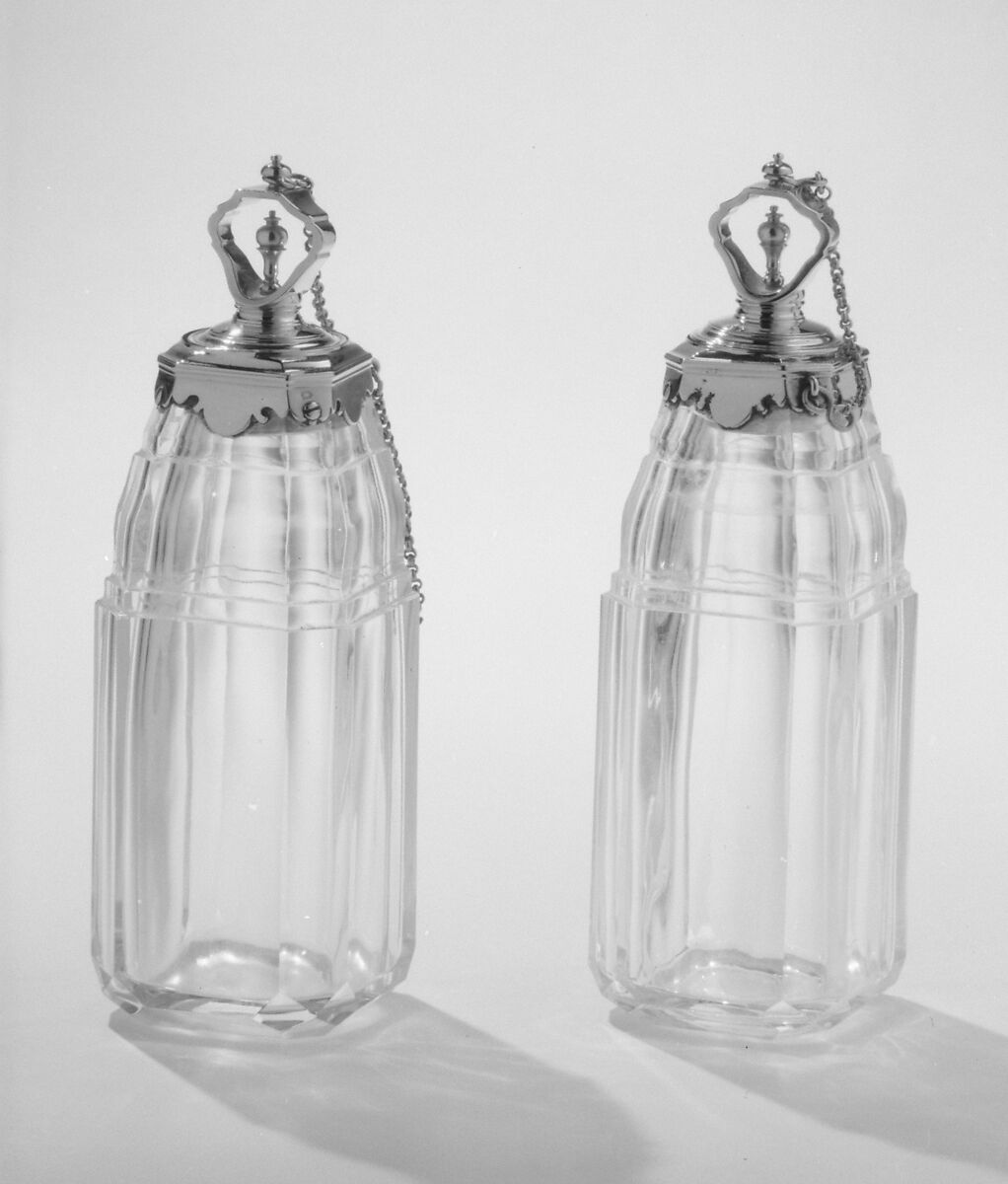 Perfume bottle (one of six) (part of a set), Louis Mailly (master 1723, died 1739), Rock crystal, gold, French, Paris