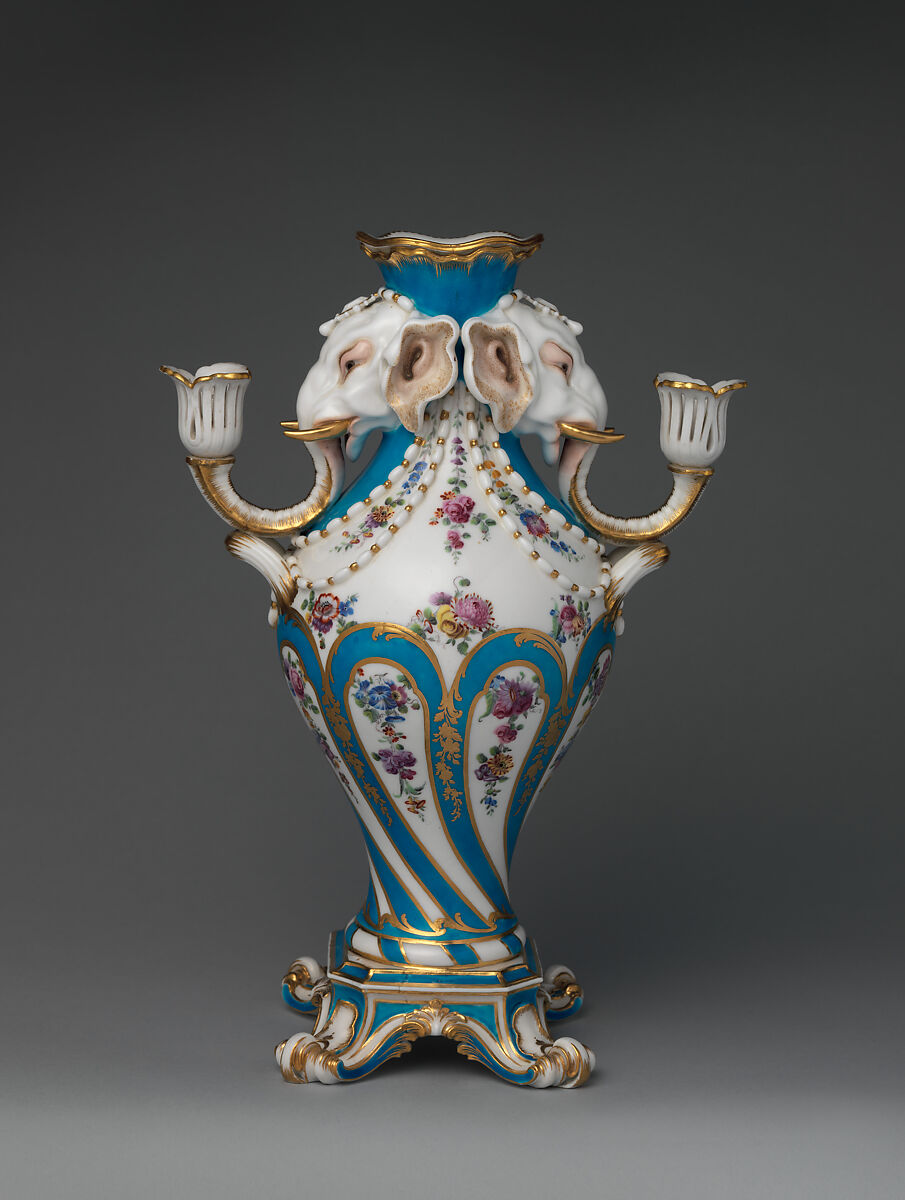 Elephant-head vase (vase à tête d'éléphant), Sèvres Manufactory (French, 1740–present), Soft-paste porcelain, French, Sèvres 