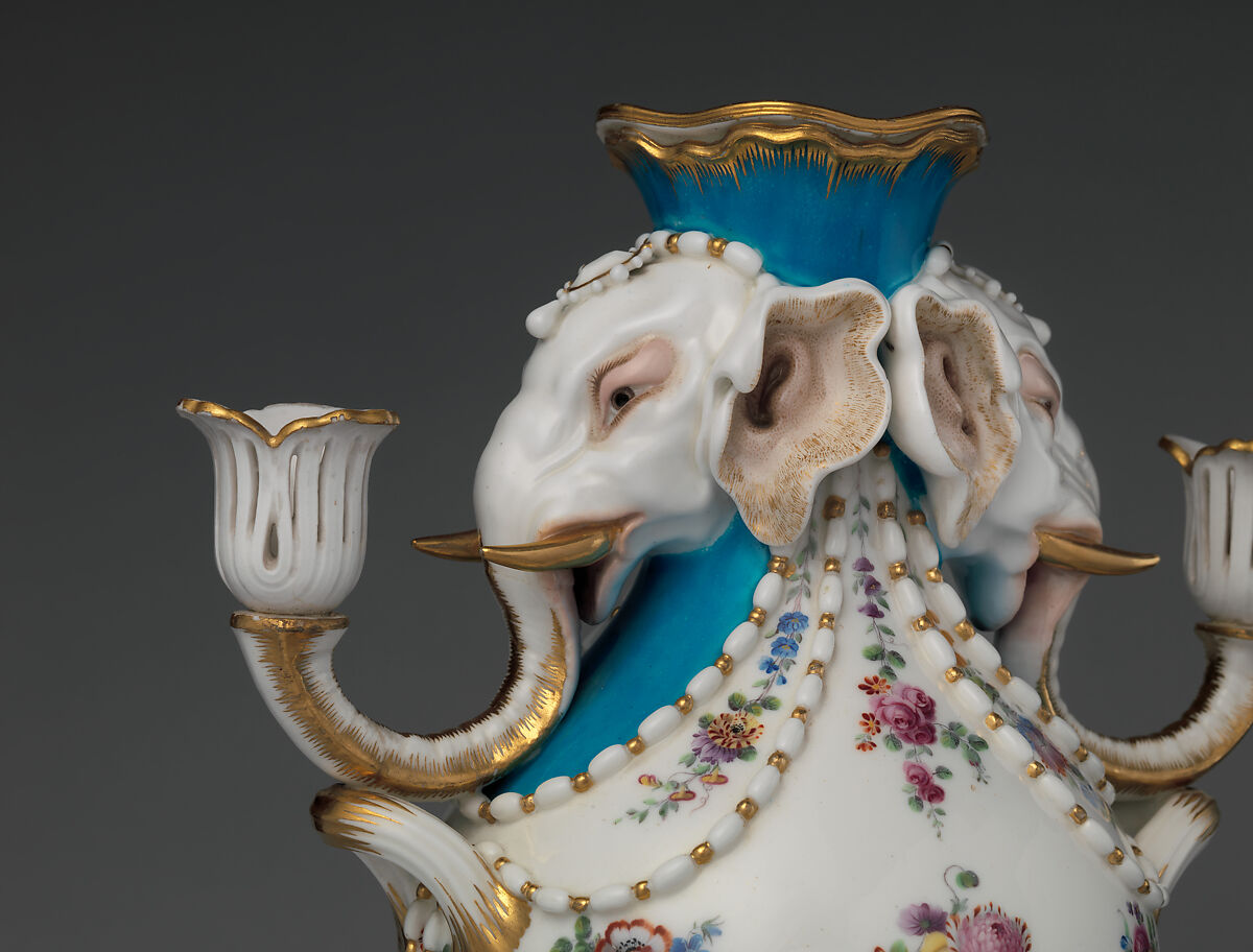 Elephant-head vase (vase à tête d'éléphant), Sèvres Manufactory (French, 1740–present), Soft-paste porcelain, French, Sèvres