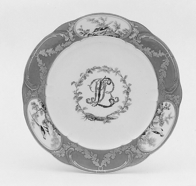 Plate (assiette à palmes) (one of four) (part of a service), Sèvres Manufactory (French, 1740–present), Soft-paste porcelain, French, Sèvres 