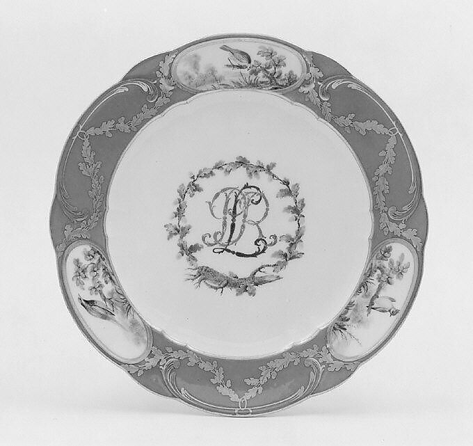 Plate (assiette à palmes) (one of four) (part of a service), Sèvres Manufactory (French, 1740–present), Soft-paste porcelain, French, Sèvres 