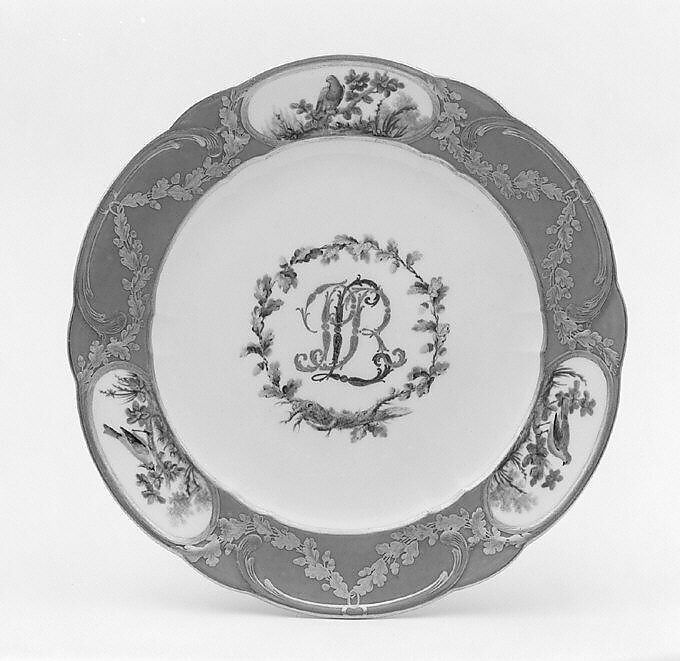 Plate (assiette à palmes) (one of four) (part of a service), Sèvres Manufactory (French, 1740–present), Soft-paste porcelain, French, Sèvres 