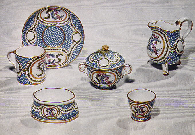 Combination table, Martin Carlin (French, near Freiburg im Breisgau ca. 1730–1785 Paris), Oak and pine veneered with tulipwood, sycamore, holly, boxwood and ebony; Carrara marble; gilt-bronze mounts; accessories of Sèvres porcelain, rock crystal, silver gilt, and lacquer, French, Paris