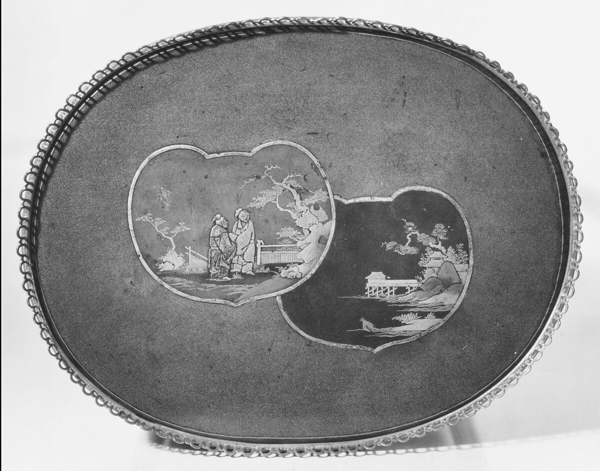 Work table, Martin Carlin (French, near Freiburg im Breisgau ca. 1730–1785 Paris), Oak and sycamore veneered with ebony, Japanese and European lacquer; gilt-bronze mounts; drawer lined with green silk, French