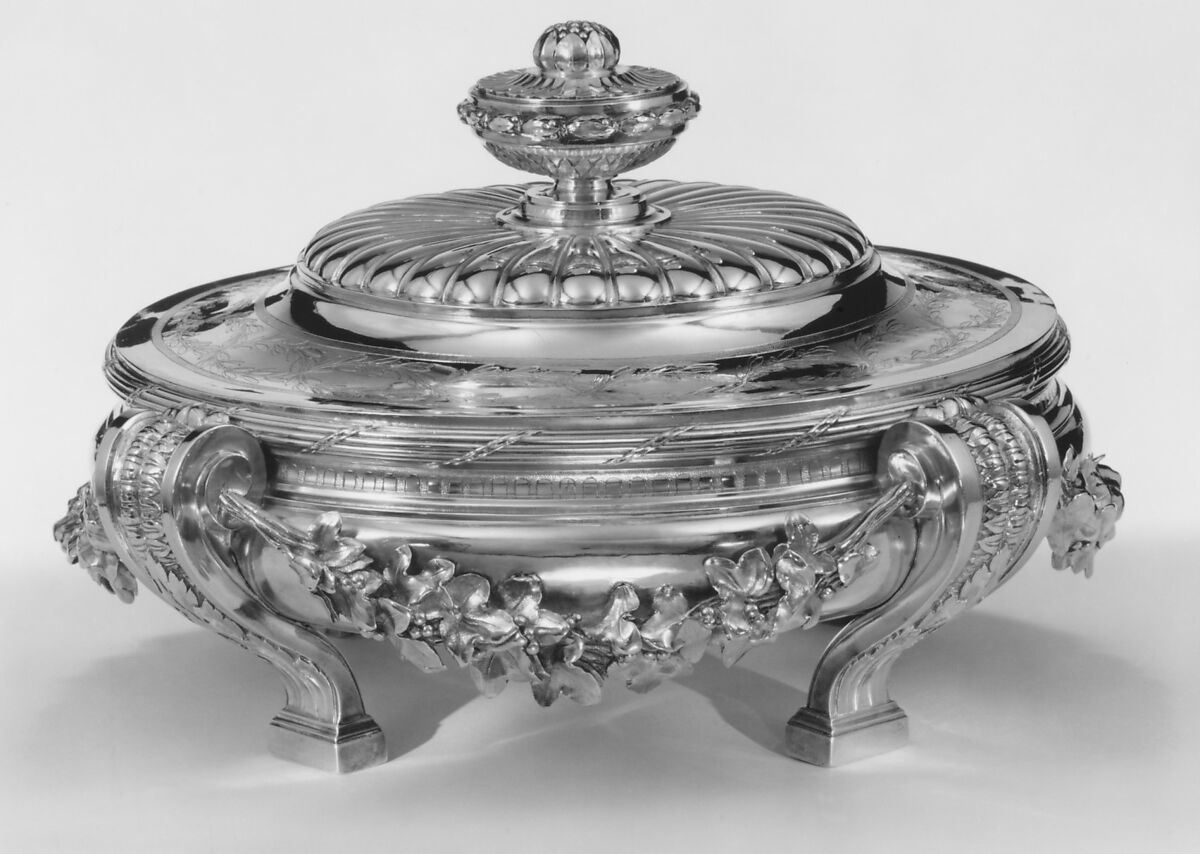Dish with cover and liner, Jacques-Nicolas Roettiers (1736–1788, master 1765, retired 1777), Silver, French, Paris