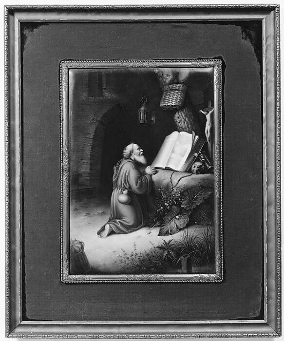 Monk at his devotions, Hard-paste porcelain, German, Dresden