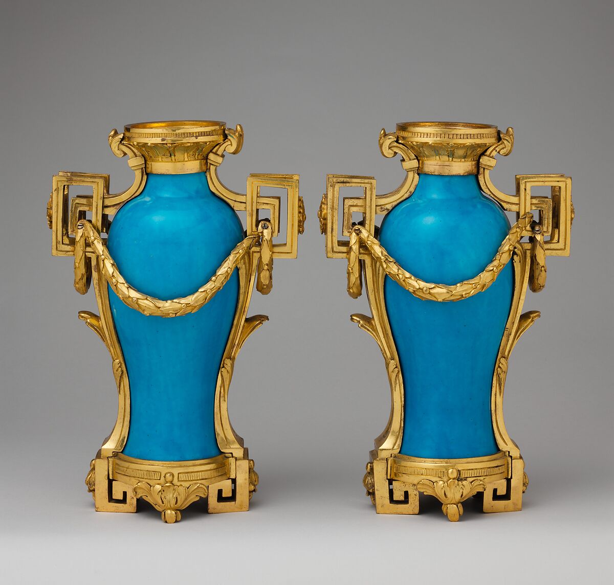 Vase (vase à monter) (one of a pair), Sèvres Manufactory (French, 1740–present), Soft-paste porcelain, gilt bronze mounts, French, Sèvres 