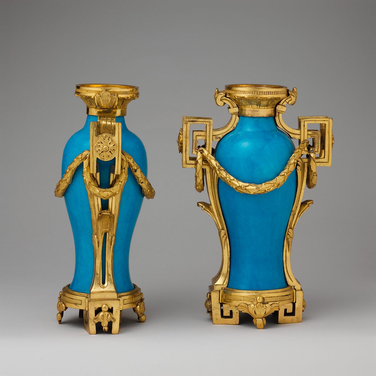 Vase (vase à monter) (one of a pair), Sèvres Manufactory (French, 1740–present), Soft-paste porcelain, gilt bronze mounts, French, Sèvres