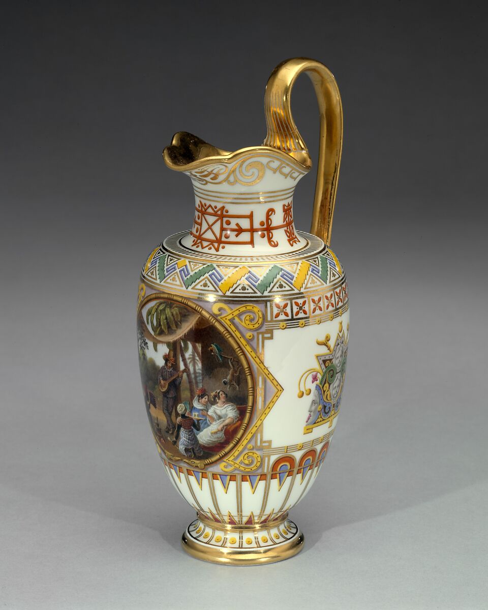 Milk jug (pot à lait ovoïde) (part of a service), Sèvres Manufactory (French, 1740–present), Hard-paste porcelain decorated in polychrome enamels, gold, French, Sèvres 