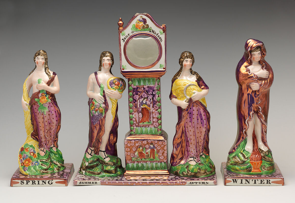 Chimneypiece consisting of three pieces, Dixon Austin and Co., Lustered earthenware, British, Sunderland 