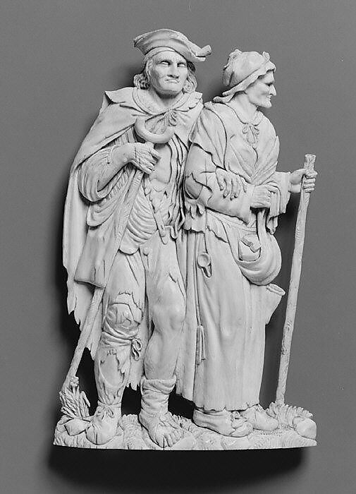 Beggar couple, Ivory, French, possibly Dieppe 