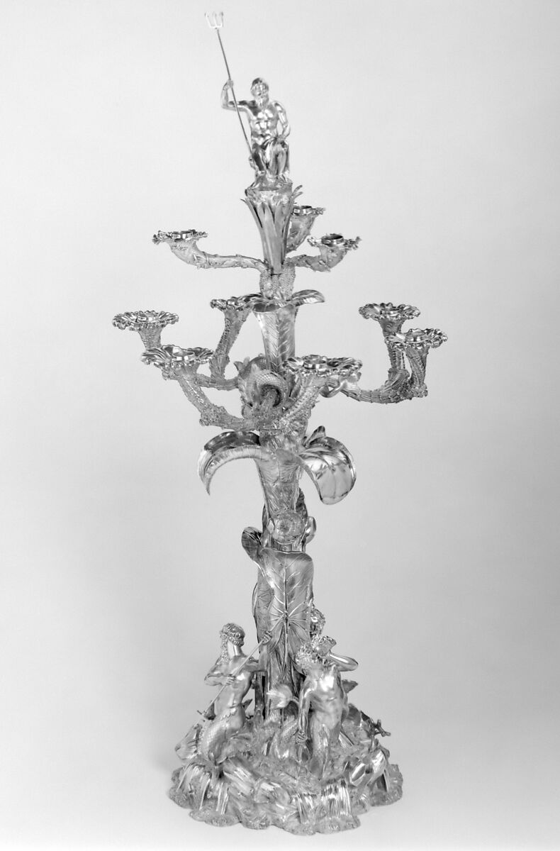 Nine-light candelabrum, Paul Storr (British, 1771–1844), Silver, British, London 