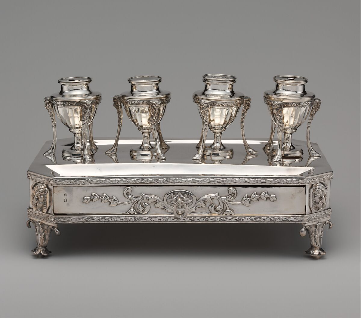 Inkstand, John Plimmer (active 1771–1803), Silver, British, London 