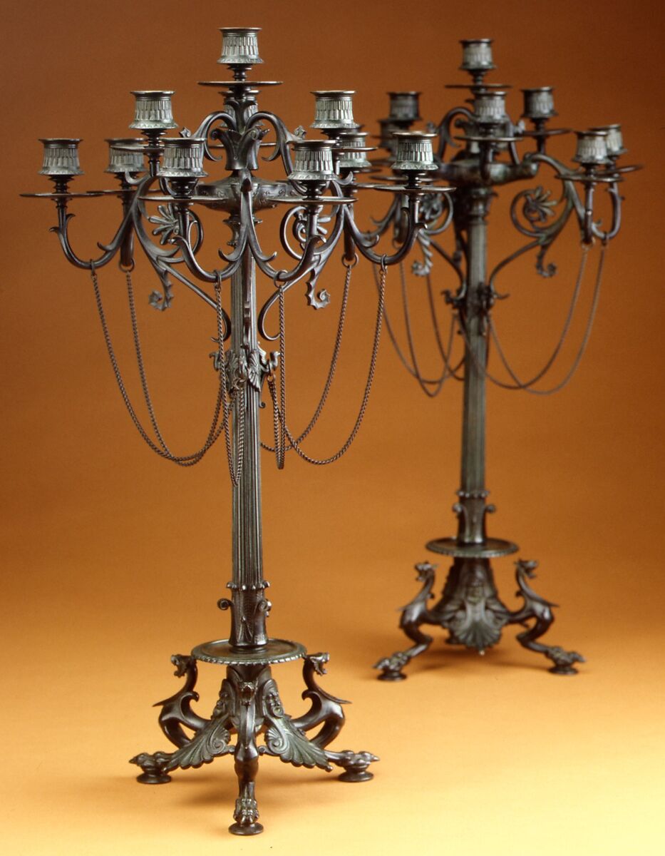 Antoine Louis Barye Ten Light Grecian Style Candelabrum One Of A Pair French The Metropolitan Museum Of Art