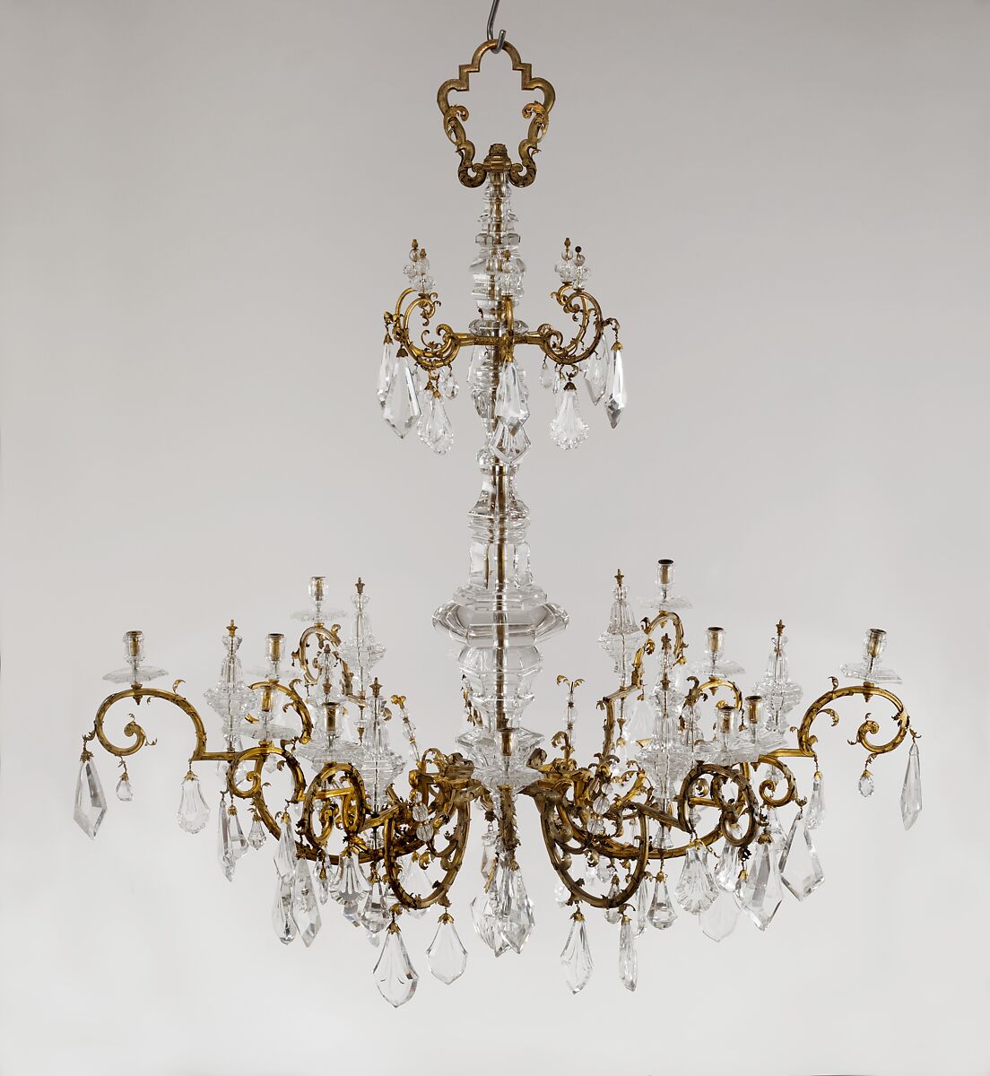 Twelve-light chandelier, attributed to Giovanni Battista Metellino (Italian, died 1724), Gilt steel (gilding not original) and rock crystal, Italian, Milan 