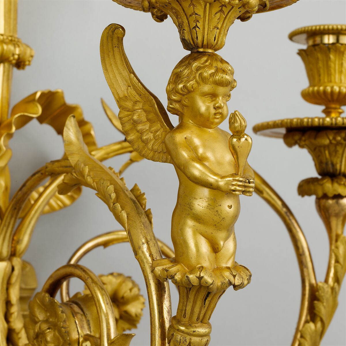 Three-light wall brackets (set of four), After a model by F. L. Feuchère père (French, died 1828), Gilt bronze, French