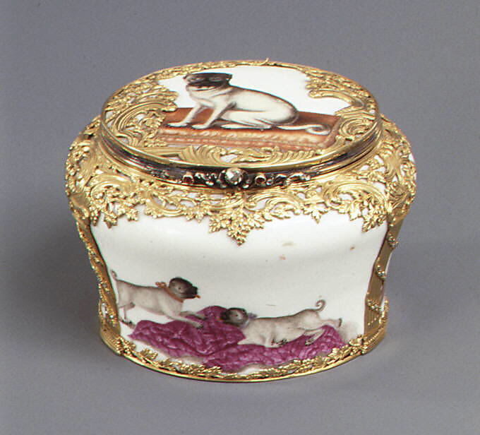 Snuffbox, Meissen Manufactory (German, 1710–present), Hard-paste porcelain, gold, silver, diamonds, rubies, German, Meissen 