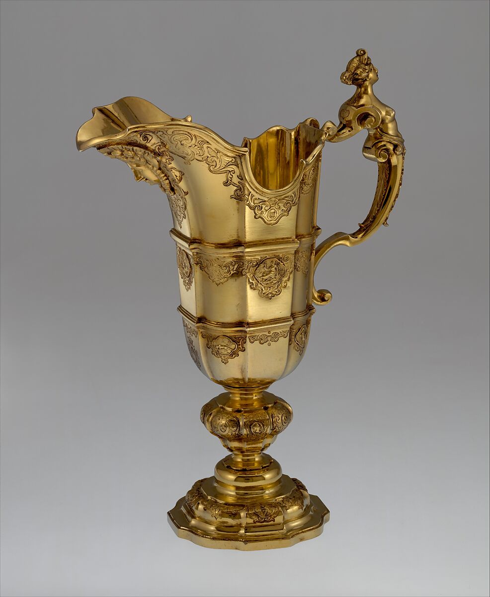 Rosewater ewer, Possibly by Johann Erhard Heiglen (German, before 1687–1757), Silver gilt, German, Augsburg 