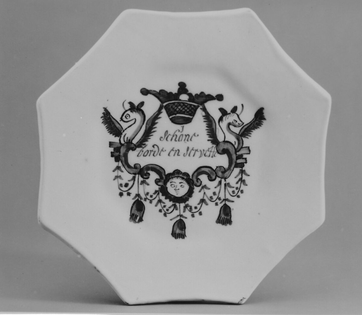 Plate (part of a set), Tin-glazed earthenware, Dutch, Delft 
