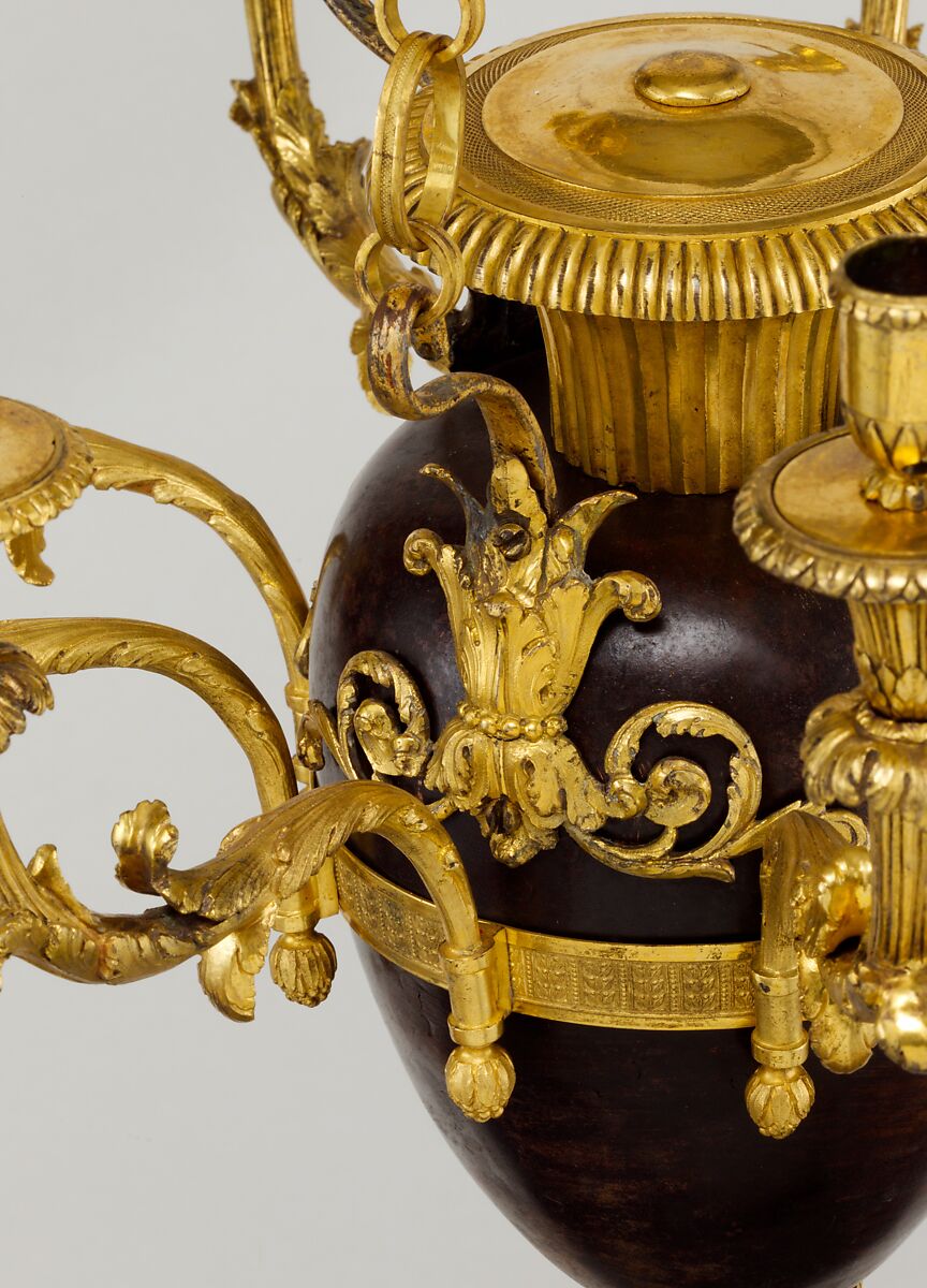 Nine-light chandelier, Gilt and patinated bronze, French