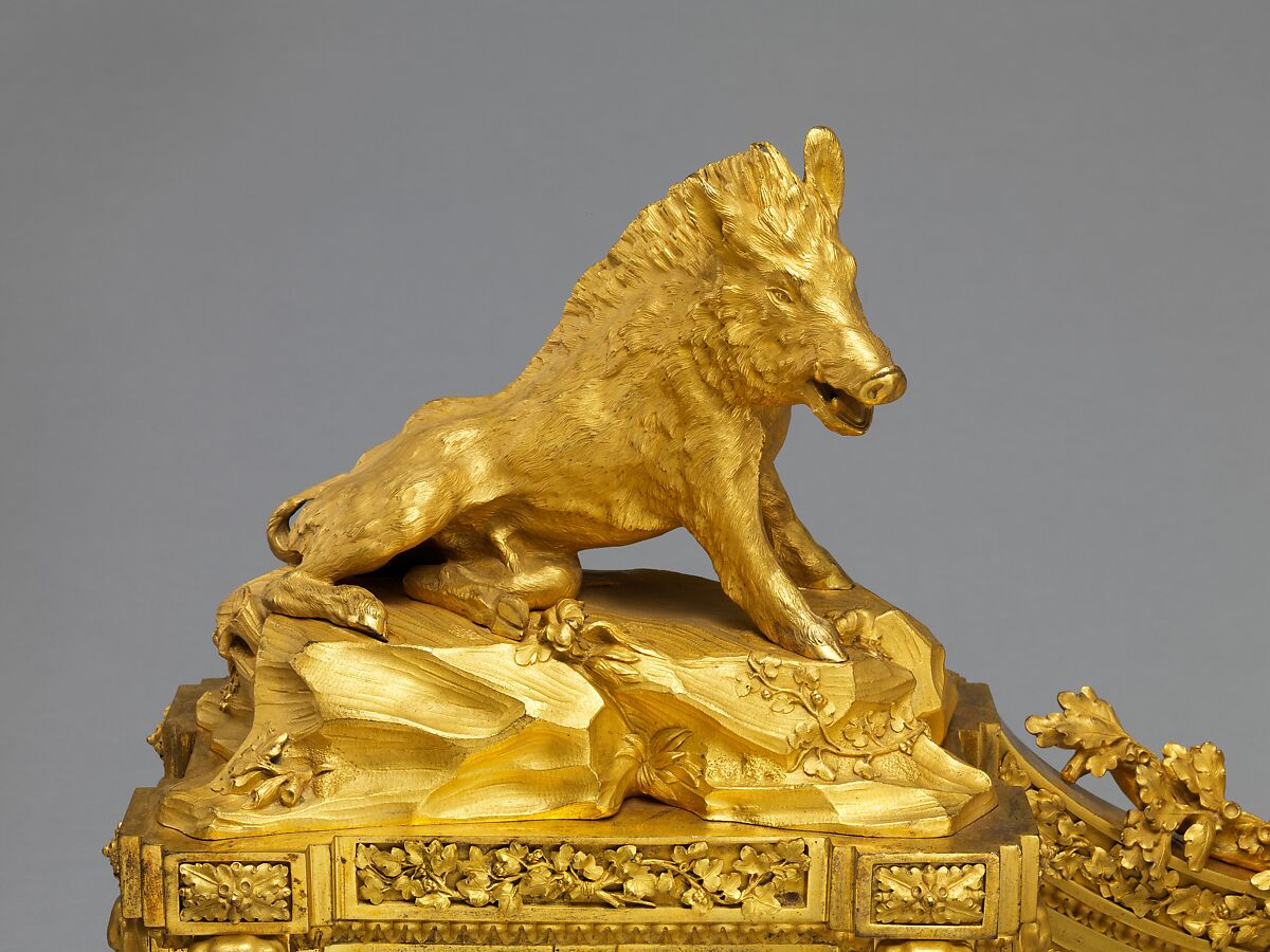 Pair of firedogs (chenets), Quentin-Claude Pitoin (French, Paris ca. 1725–1777 Paris), Gilt bronze, French, Paris