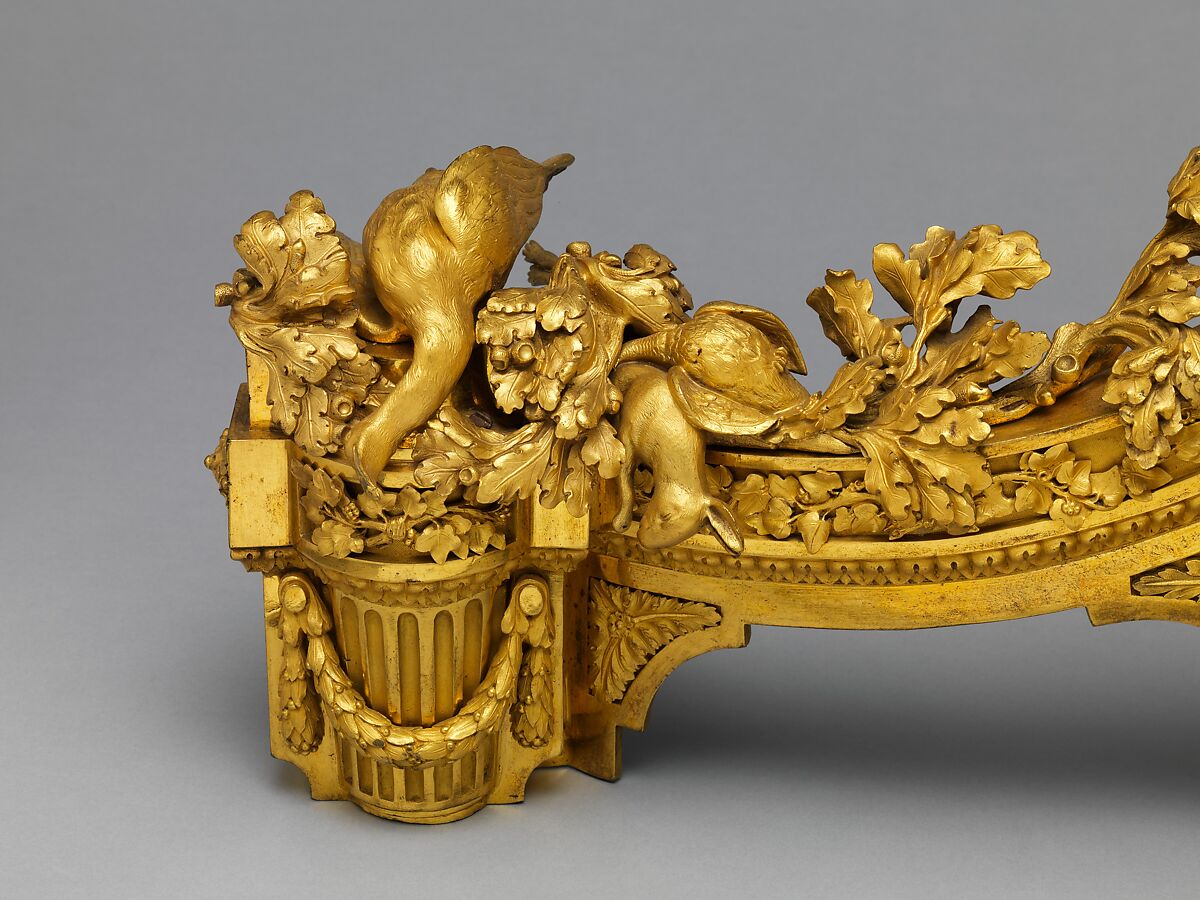 Pair of firedogs (chenets), Quentin-Claude Pitoin (French, Paris ca. 1725–1777 Paris), Gilt bronze, French, Paris