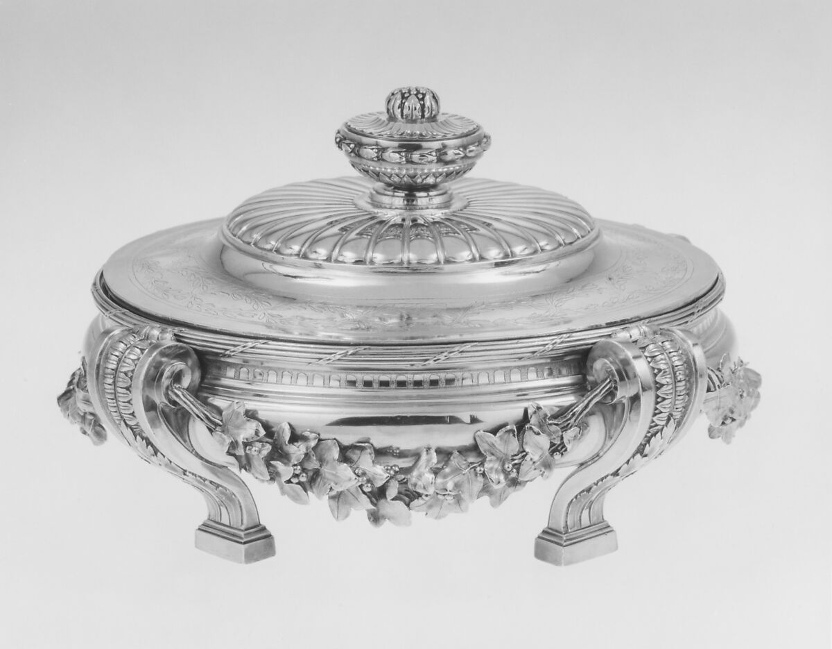 Dish with cover and liner, Jacques-Nicolas Roettiers (1736–1788, master 1765, retired 1777), Silver, French, Paris 
