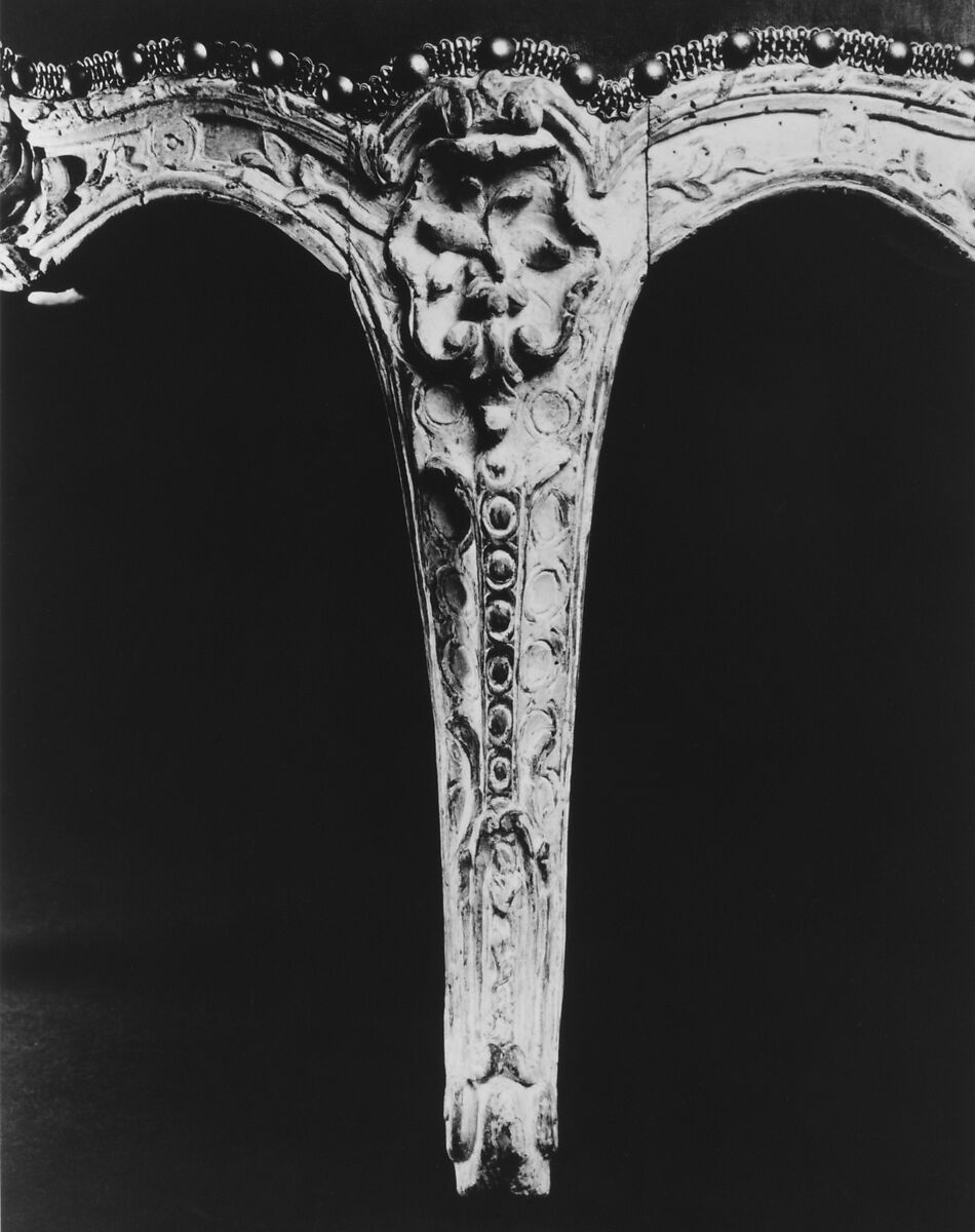 Desk chair, Carved and painted beechwood, leather upholstery, French