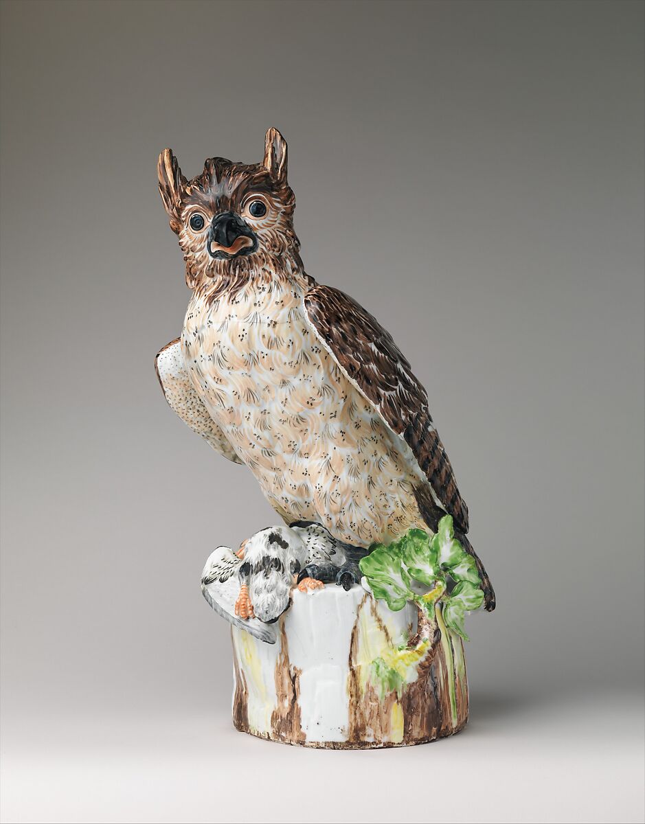 Eagle owl, Meissen Manufactory (German, 1710–present), Hard-paste porcelain, German, Meissen 