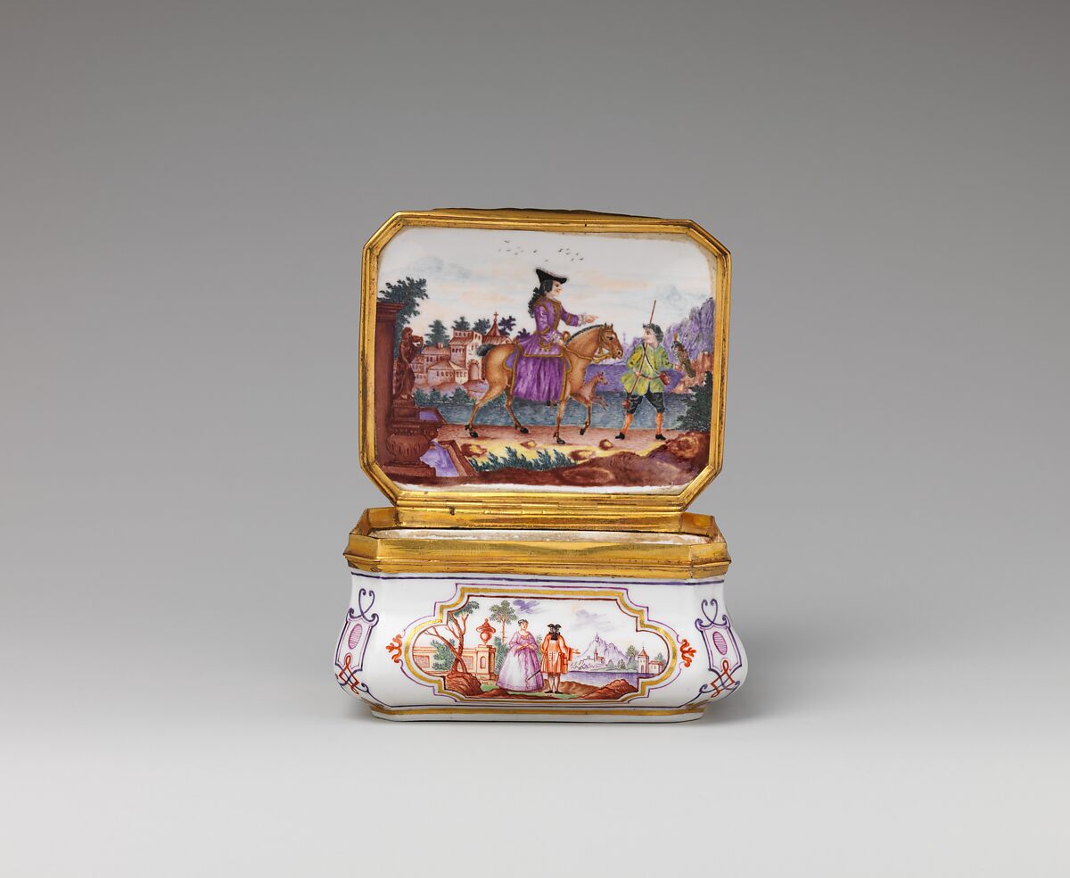 Snuffbox, Vienna, Hard-paste porcelain, gold, Austrian, Vienna