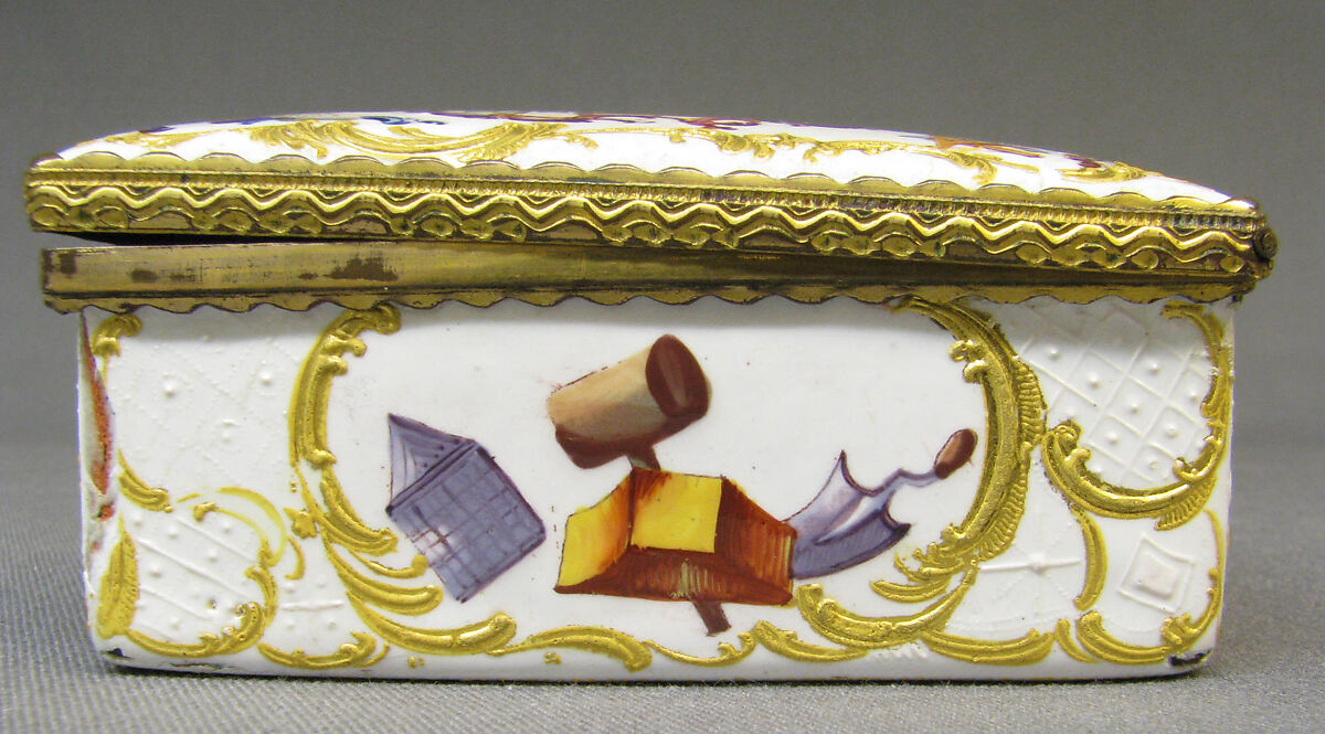 Snuffbox with Masonic symbols, Enamel on copper, British, possibly Birmingham