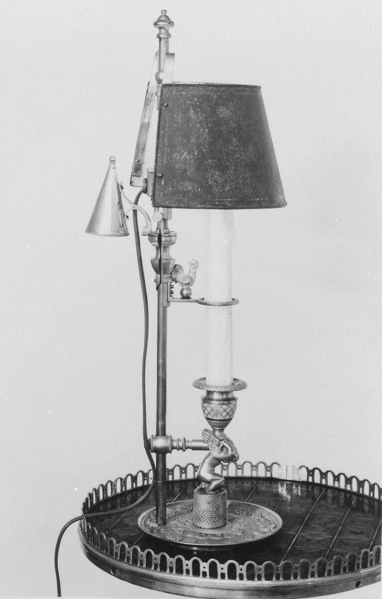 Candlestick with shade (flambeau à écran), Gilt bronze, brass, steel, tôle, French 