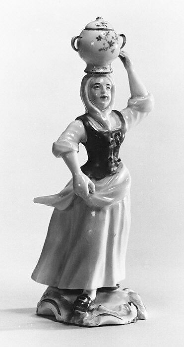 Female figure carrying a vessel, Frankenthal Porcelain Manufactory (German), Hard-paste porcelain, German, Frankenthal 