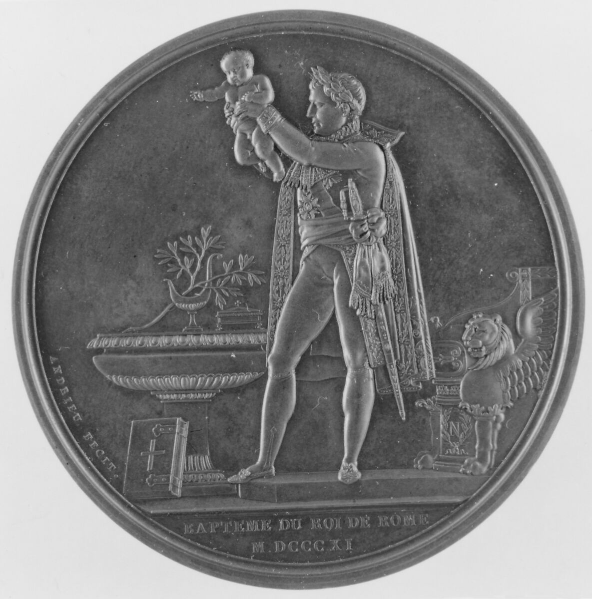 Napoleon, Baptism of the King of Rome, Medalist: Bertrand Andrieu (French, Bordeaux 1761–1822 Paris), Bronze, struck, French