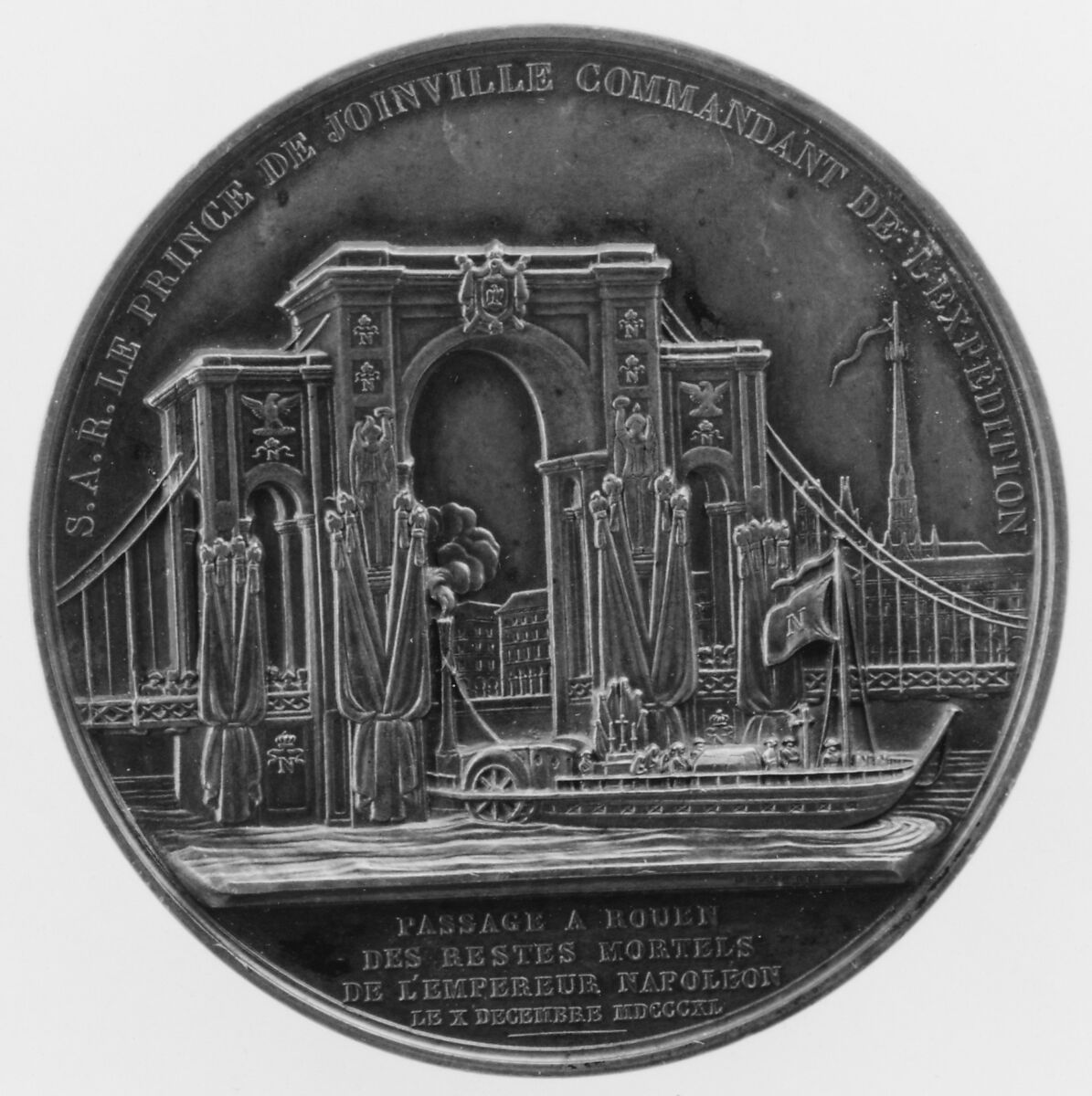 Napoleon Lying Dead at St. Helena/ Commemoration of the return of Napoleon's remains to France (1840), Medalist: Alexis Joseph Depaulis (French, Paris 1790–1867 Paris), Bronze, struck, French