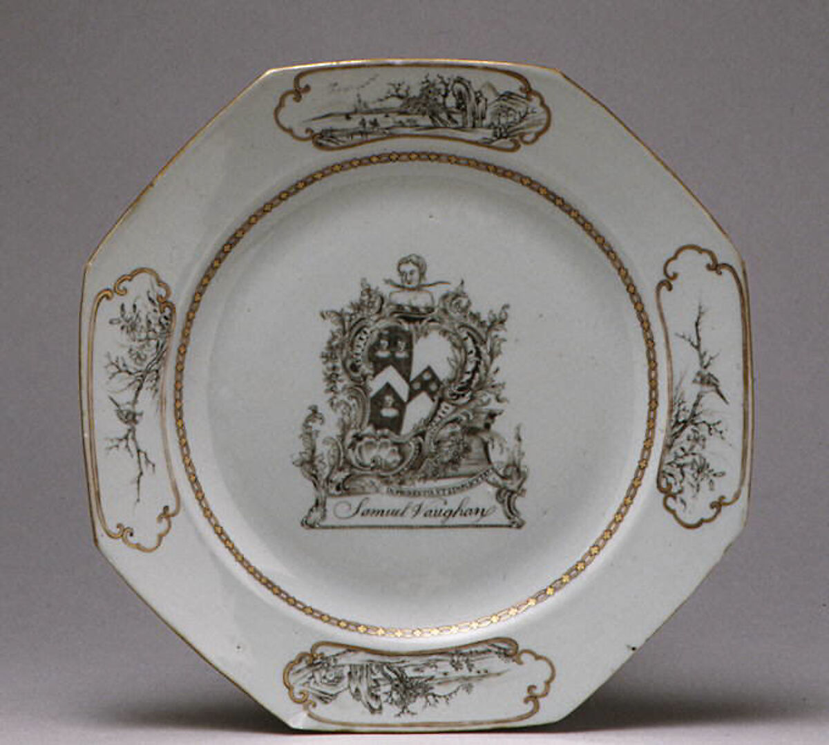 Plate, Hard-paste porcelain, Chinese, for Anglo-American market 