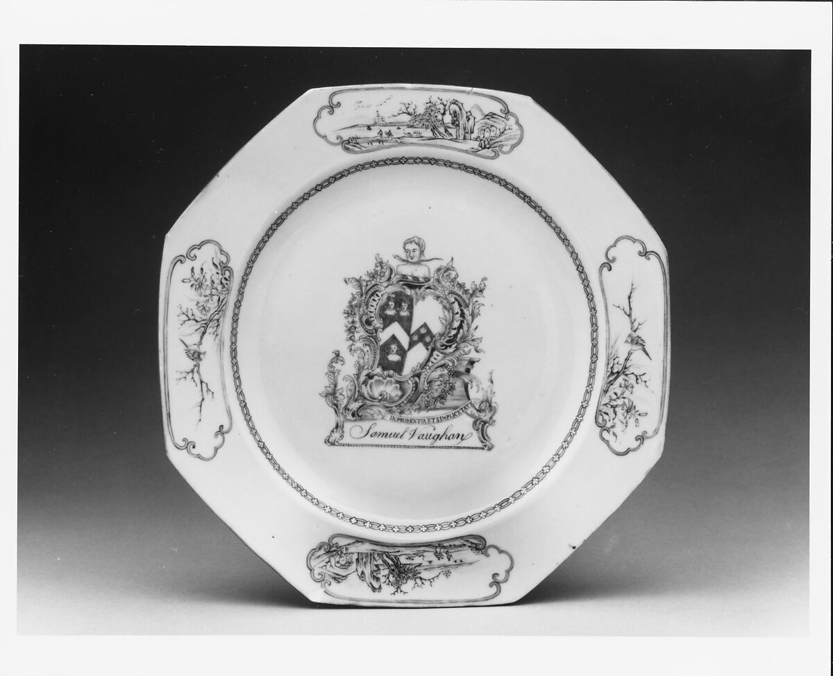 Plate, Hard-paste porcelain, Chinese, for Anglo-American market