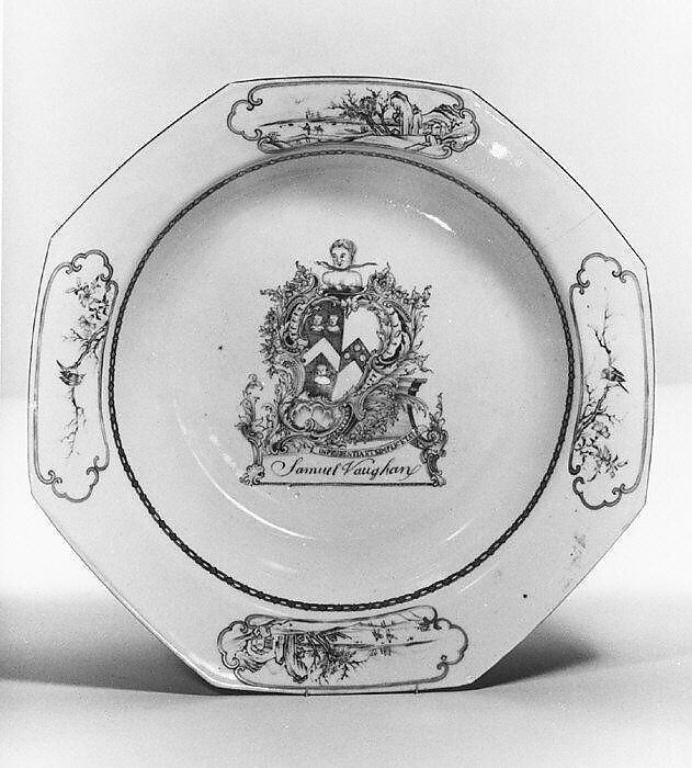 Soup plate, Hard-paste porcelain, Chinese, for Anglo-American market 
