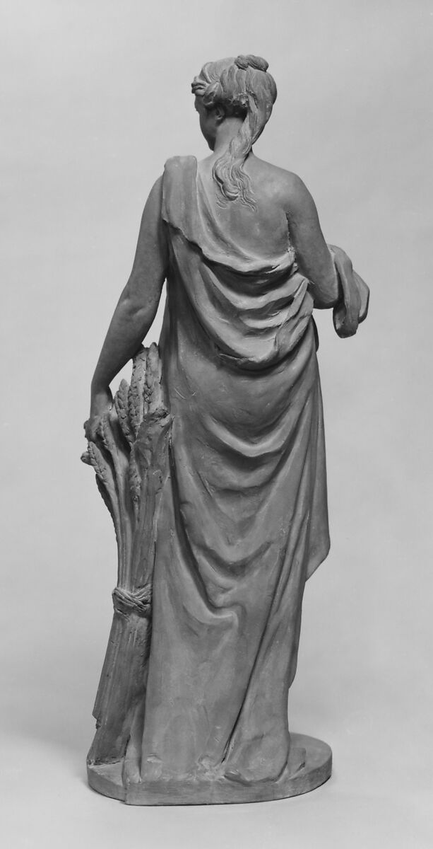 Ceres, Augustin Pajou (French, Paris 1730–1809 Paris), Buff terracotta with reddish patination, French, Paris