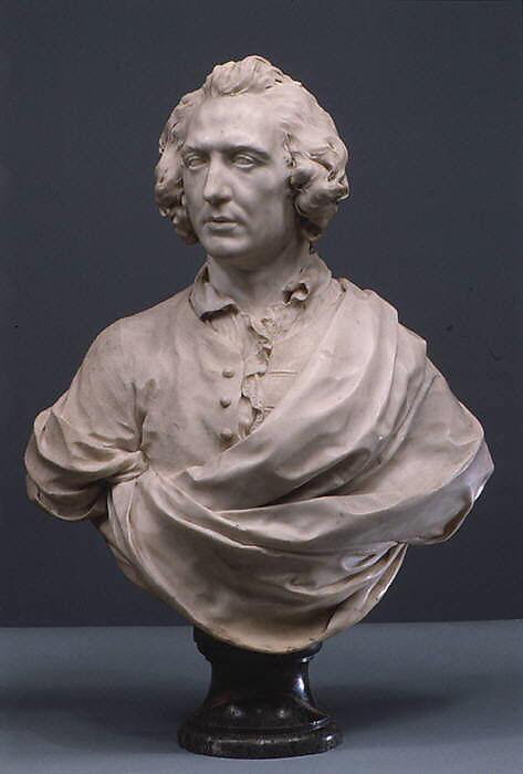 Bust of an Englishman, Peter Anton von Verschaffelt (Flemish, Ghent 1710–1793 Mannheim), Bust: Carrara marble; socle: gray marble, Flemish, carved in Rome 