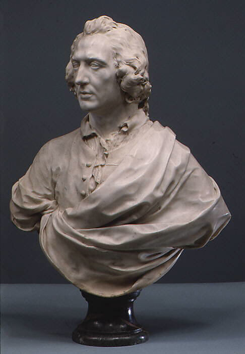 Bust of an Englishman, Peter Anton von Verschaffelt (Flemish, Ghent 1710–1793 Mannheim), Bust: Carrara marble; socle: gray marble, Flemish, carved in Rome