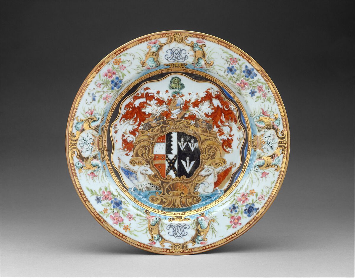 Plate, Hard-paste porcelain, Chinese, for British market 